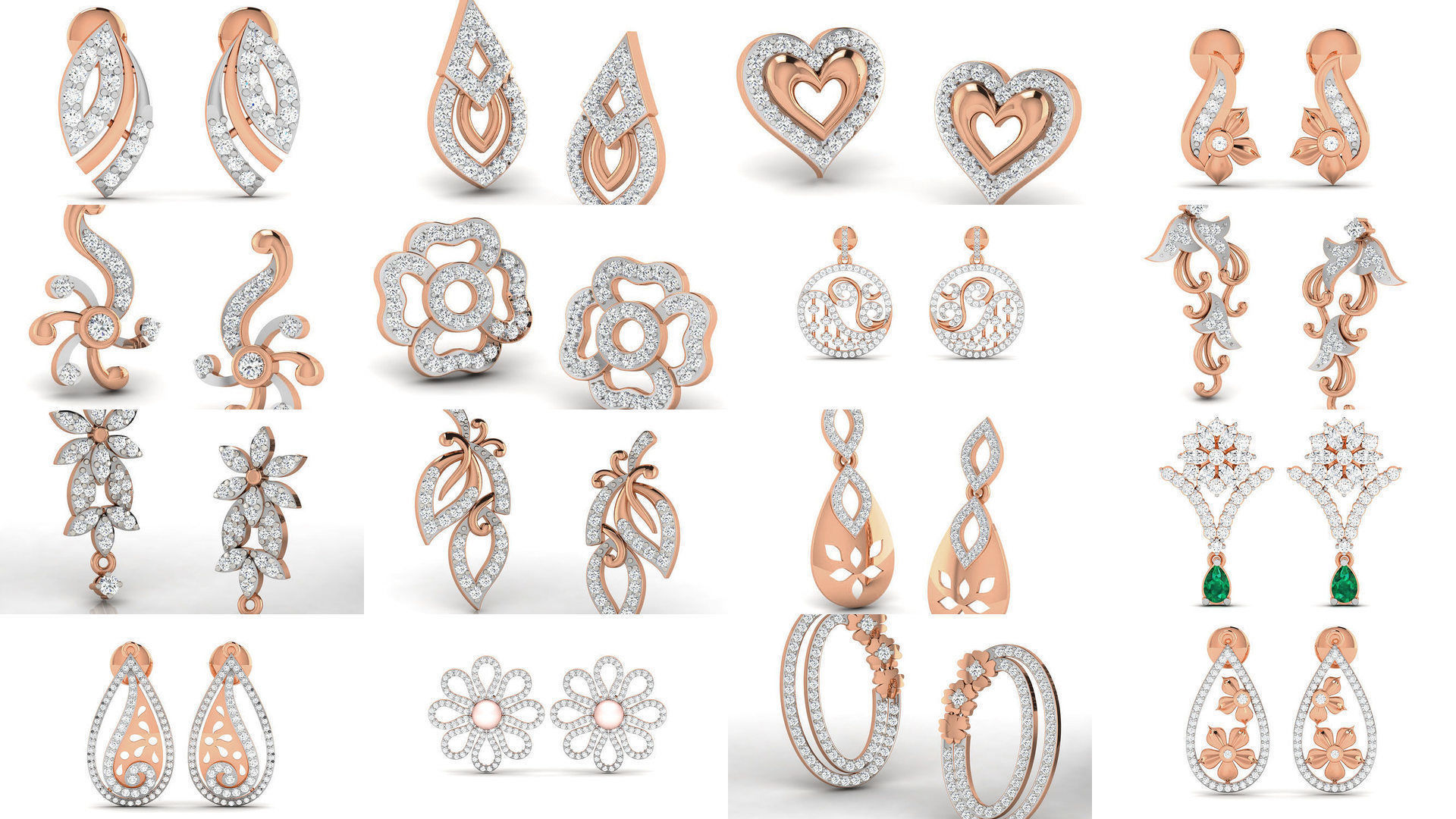395 Women studs earrings 3dm render detail  3D Model Collection_44