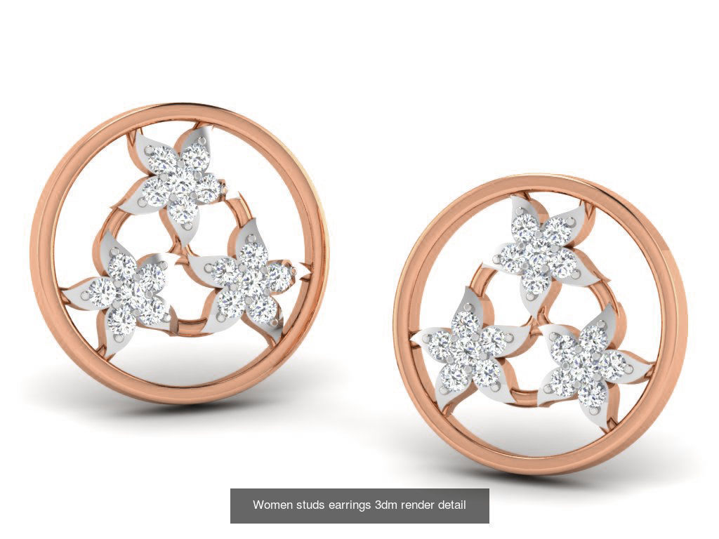 395 Women studs earrings 3dm render detail  3D Model Collection_179