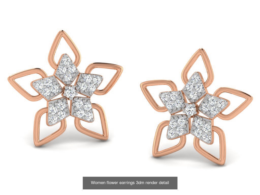 395 Women studs earrings 3dm render detail  3D Model Collection_45