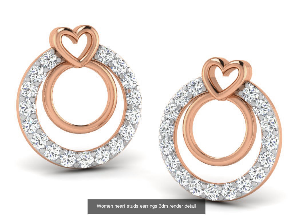 395 Women studs earrings 3dm render detail  3D Model Collection_57