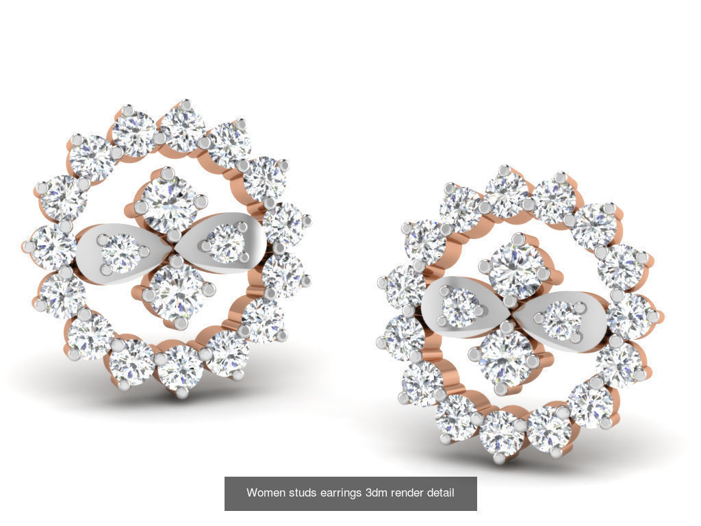 395 Women studs earrings 3dm render detail  3D Model Collection_161