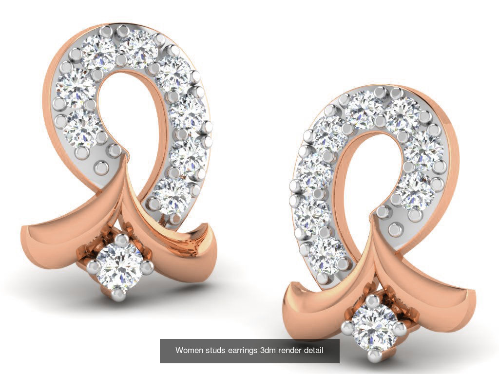 395 Women studs earrings 3dm render detail  3D Model Collection_159