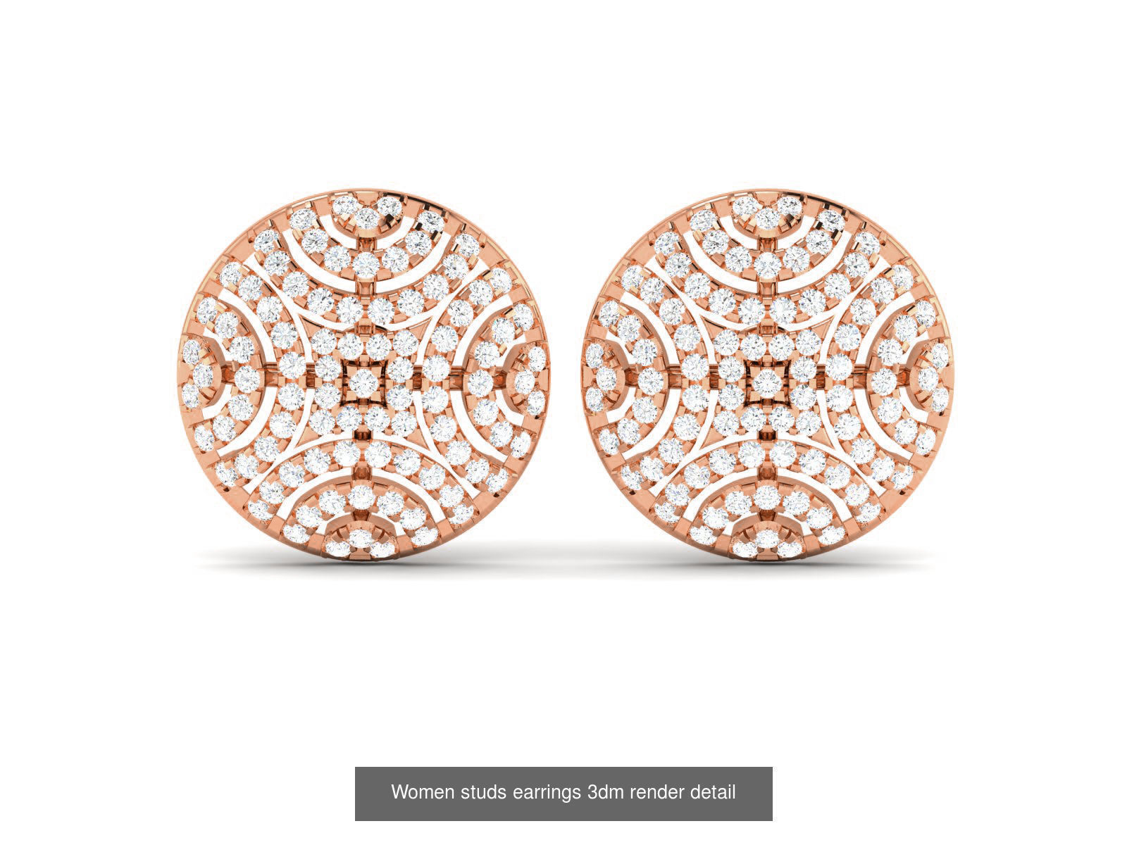395 Women studs earrings 3dm render detail  3D Model Collection_24
