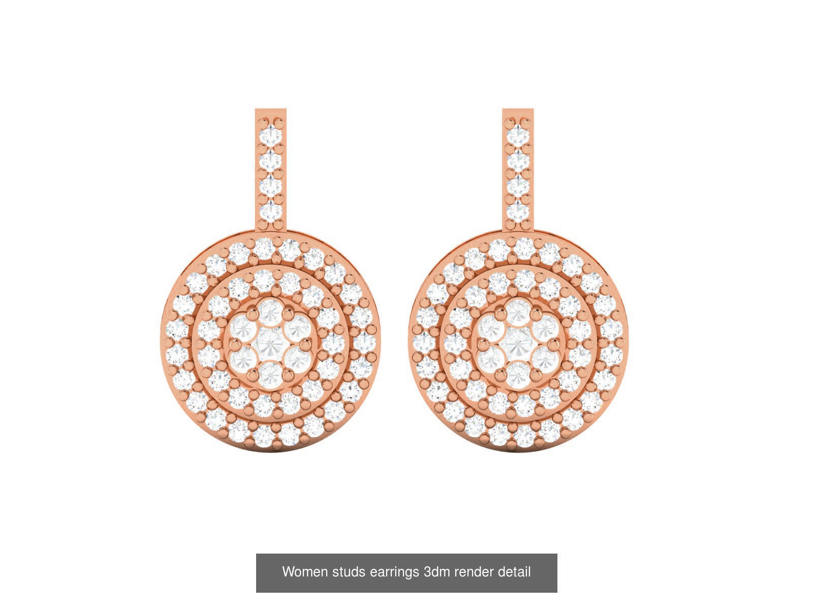 395 Women studs earrings 3dm render detail  3D Model Collection_73