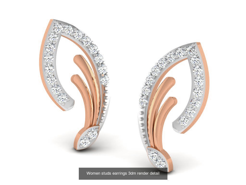 395 Women studs earrings 3dm render detail  3D Model Collection_201