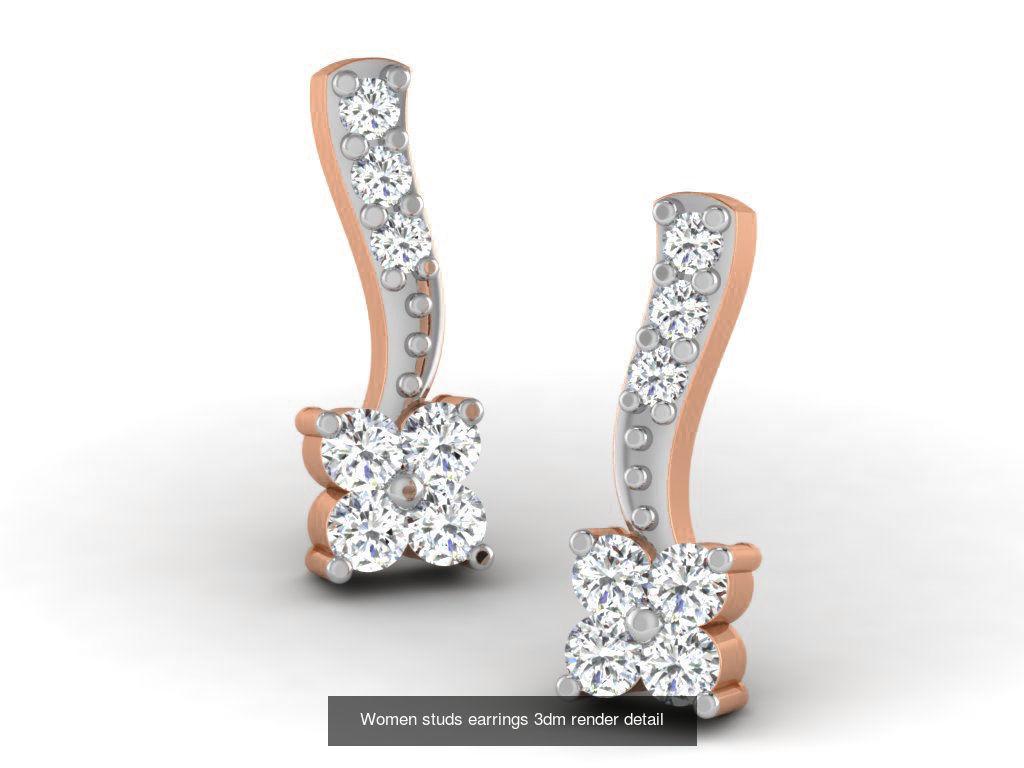 395 Women studs earrings 3dm render detail  3D Model Collection_142
