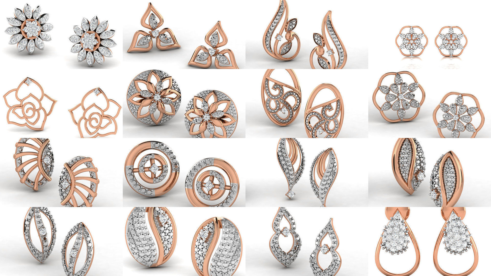 395 Women studs earrings 3dm render detail  3D Model Collection_3