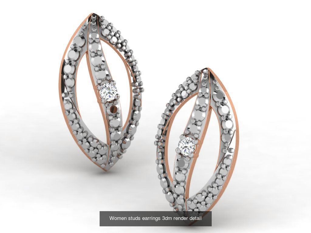 395 Women studs earrings 3dm render detail  3D Model Collection_92