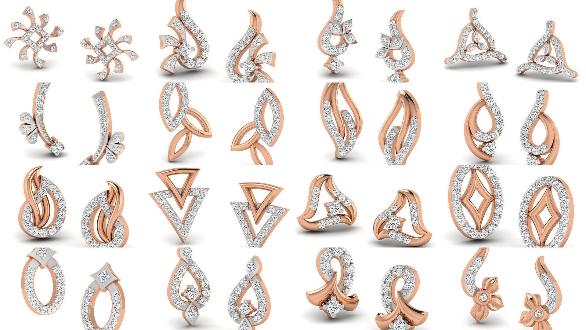 395 Women studs earrings 3dm render detail  3D Model Collection_32