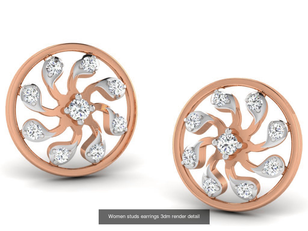 395 Women studs earrings 3dm render detail  3D Model Collection_169