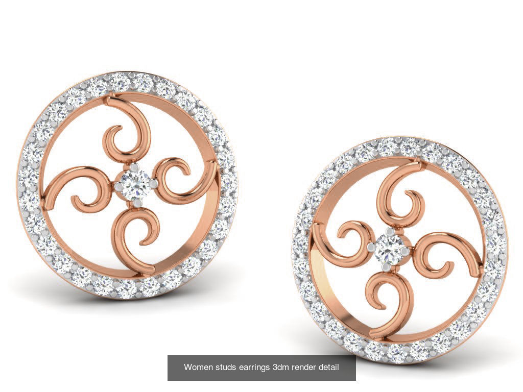 395 Women studs earrings 3dm render detail  3D Model Collection_172