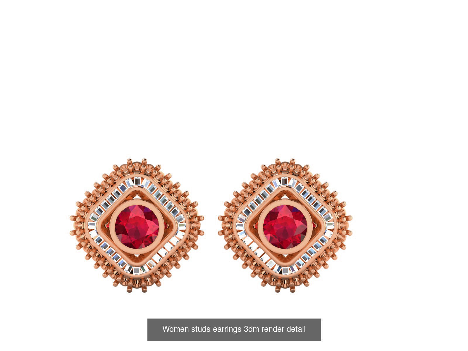 395 Women studs earrings 3dm render detail  3D Model Collection_74