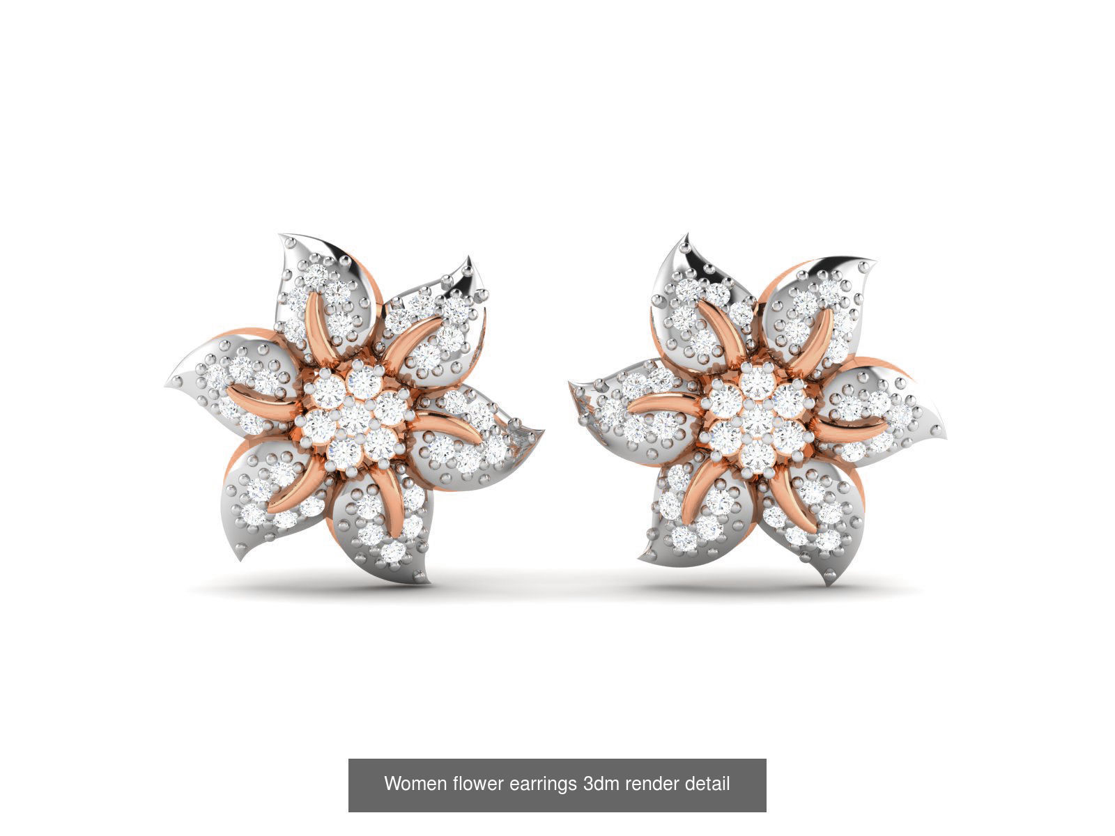 395 Women studs earrings 3dm render detail  3D Model Collection_79