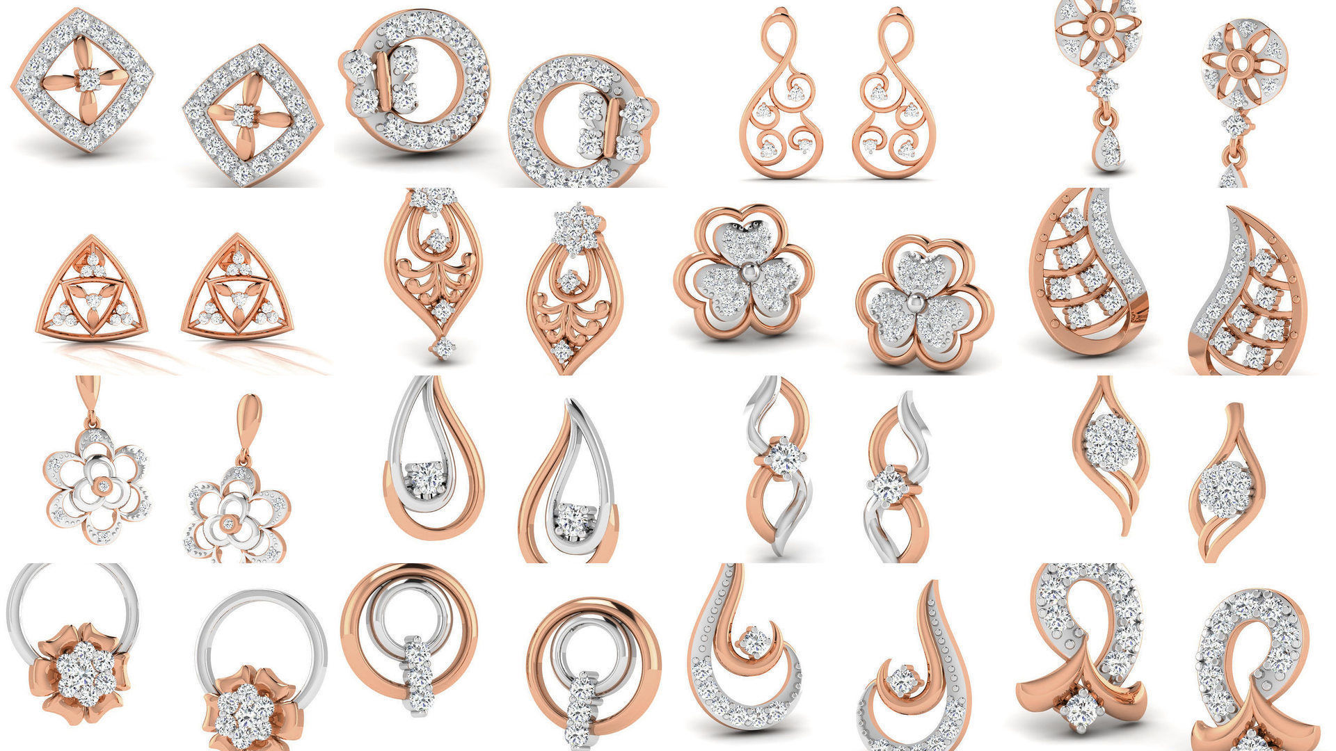 395 Women studs earrings 3dm render detail  3D Model Collection_11