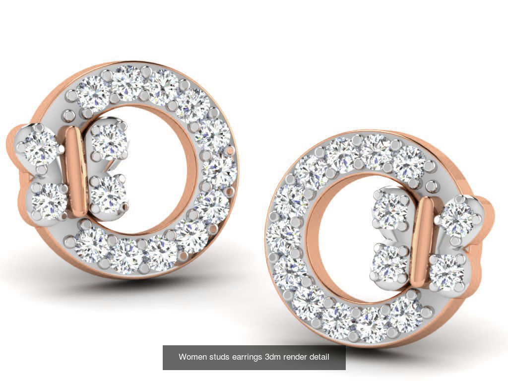 395 Women studs earrings 3dm render detail  3D Model Collection_145