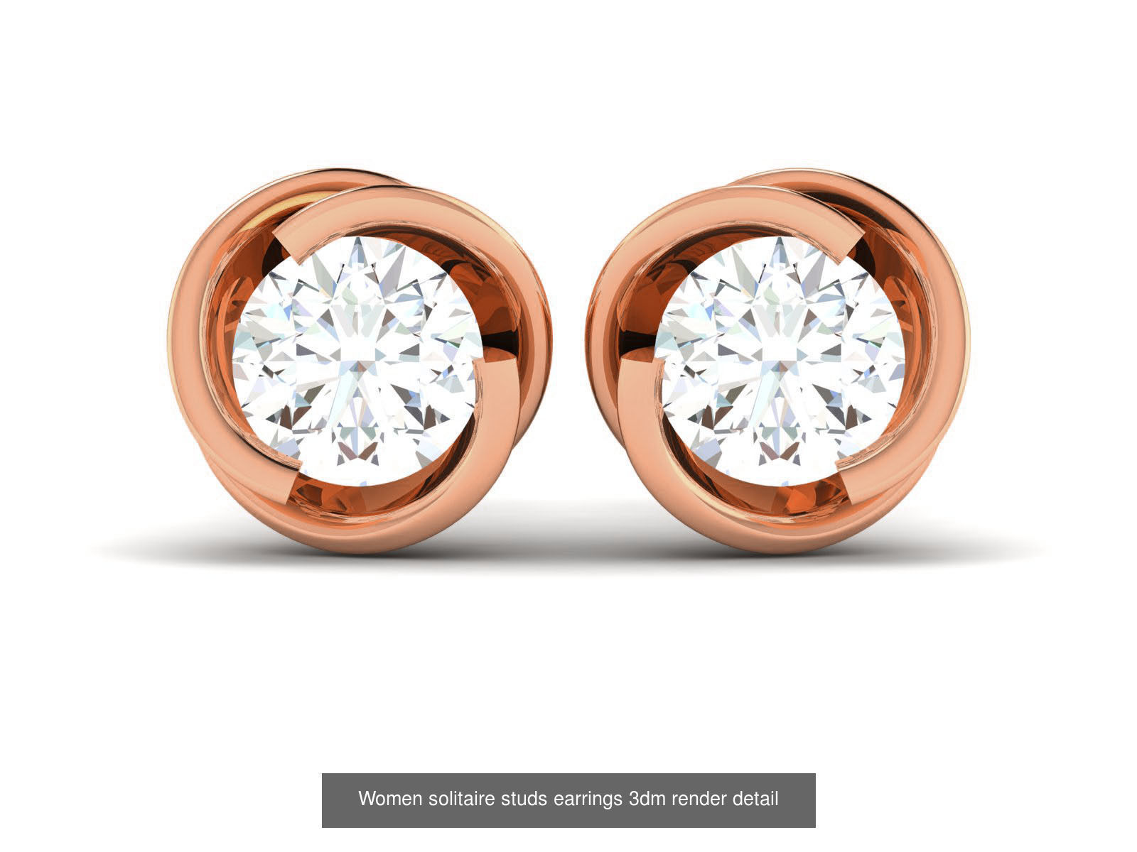 395 Women studs earrings 3dm render detail  3D Model Collection_33