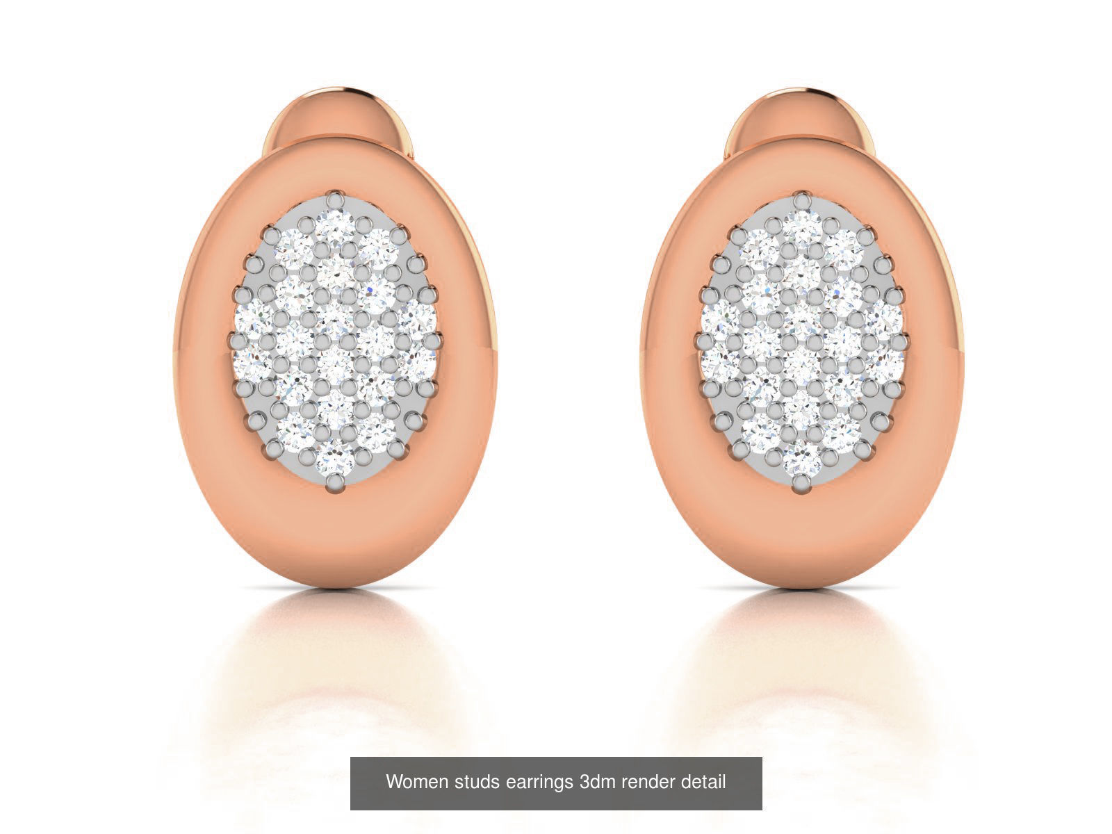 395 Women studs earrings 3dm render detail  3D Model Collection_110