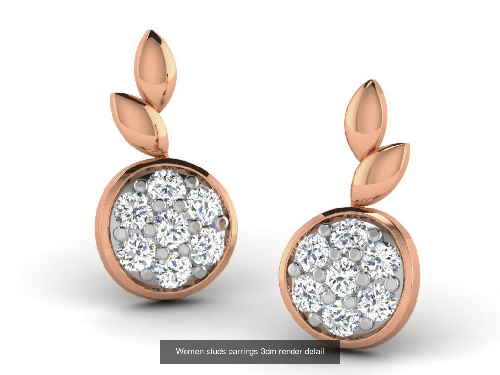 395 Women studs earrings 3dm render detail  3D Model Collection_66