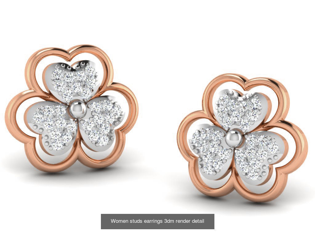 395 Women studs earrings 3dm render detail  3D Model Collection_150