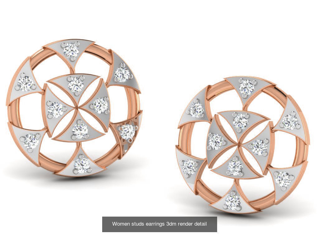395 Women studs earrings 3dm render detail  3D Model Collection_164