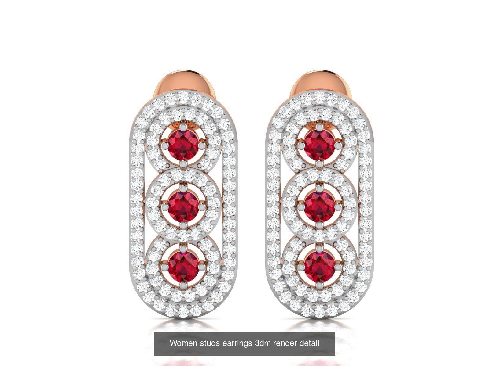 395 Women studs earrings 3dm render detail  3D Model Collection_101