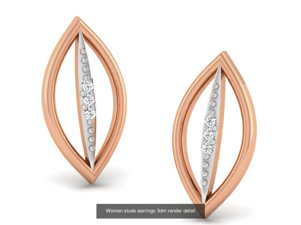 395 Women studs earrings 3dm render detail  3D Model Collection_225
