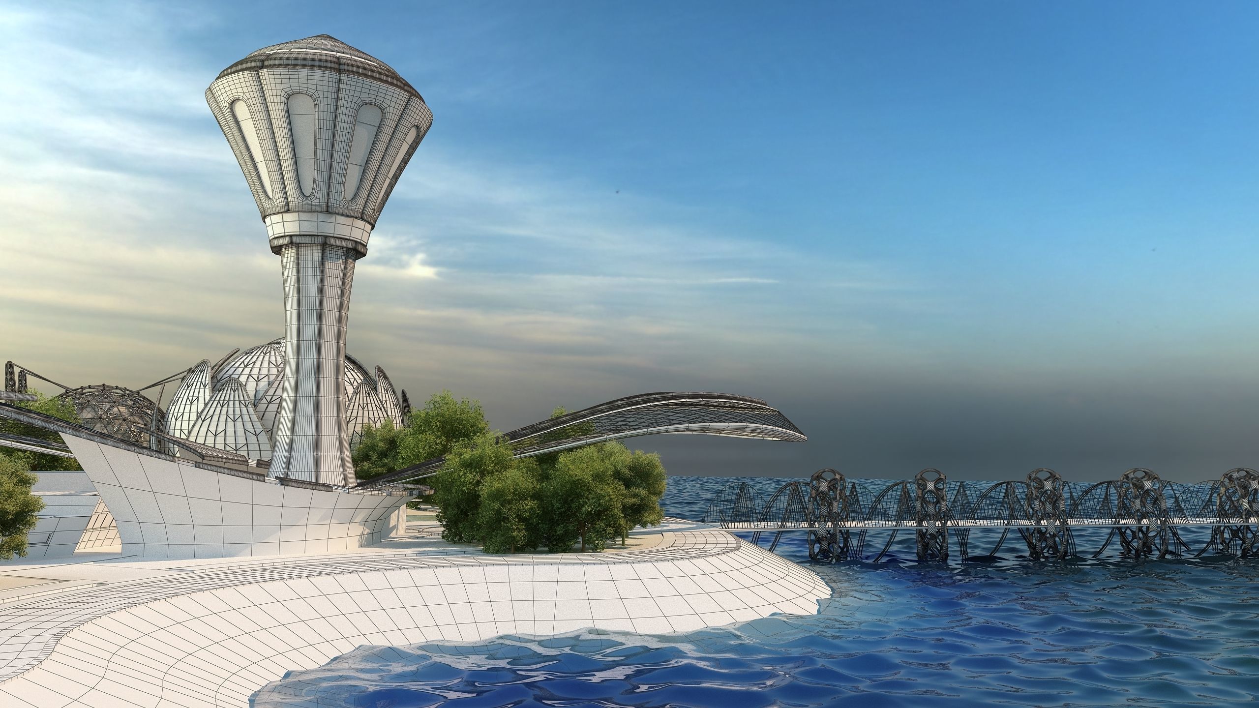 0077 - Future City Island 01 - 2D Drawing - 3D Files 3D model_32