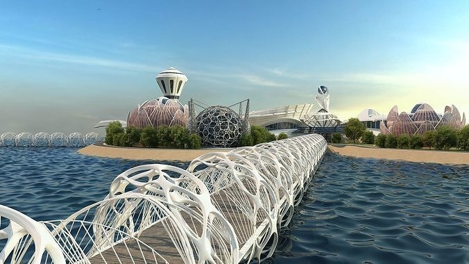 0077 - Future City Island 01 - 2D Drawing - 3D Files 3D model 5