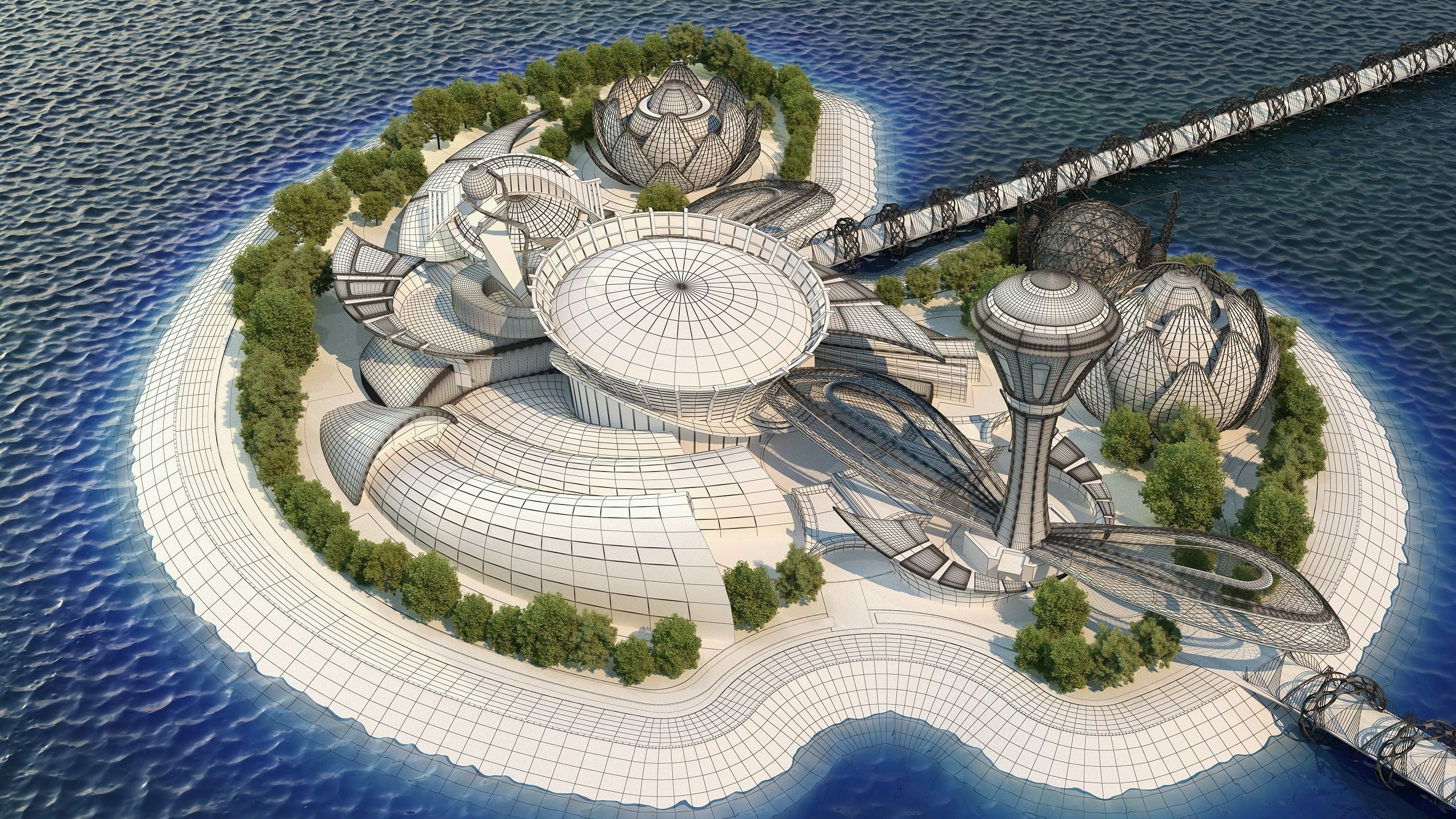 0077 - Future City Island 01 - 2D Drawing - 3D Files 3D model_24