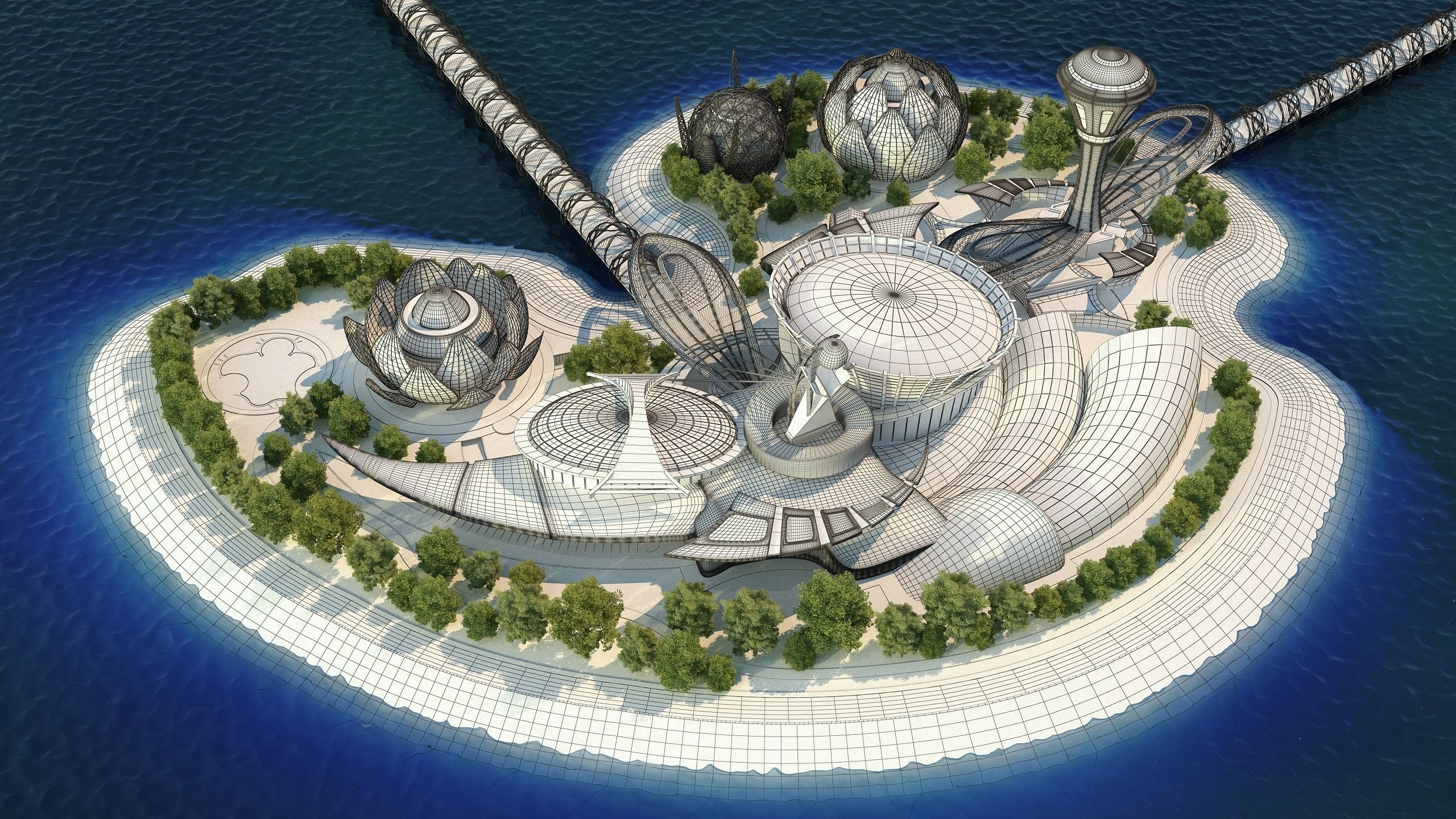 0077 - Future City Island 01 - 2D Drawing - 3D Files 3D model_22