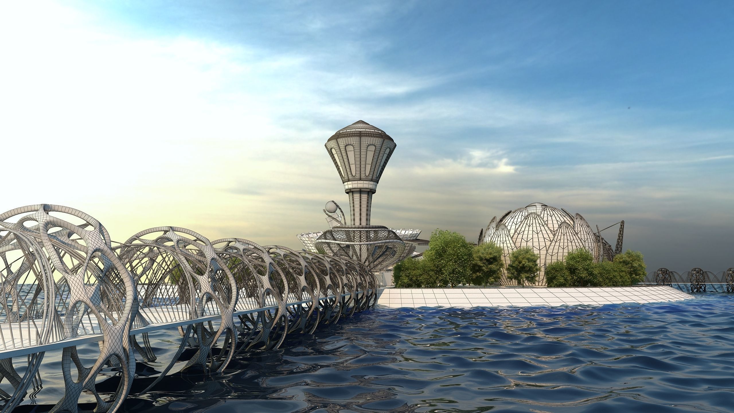 0077 - Future City Island 01 - 2D Drawing - 3D Files 3D model_34