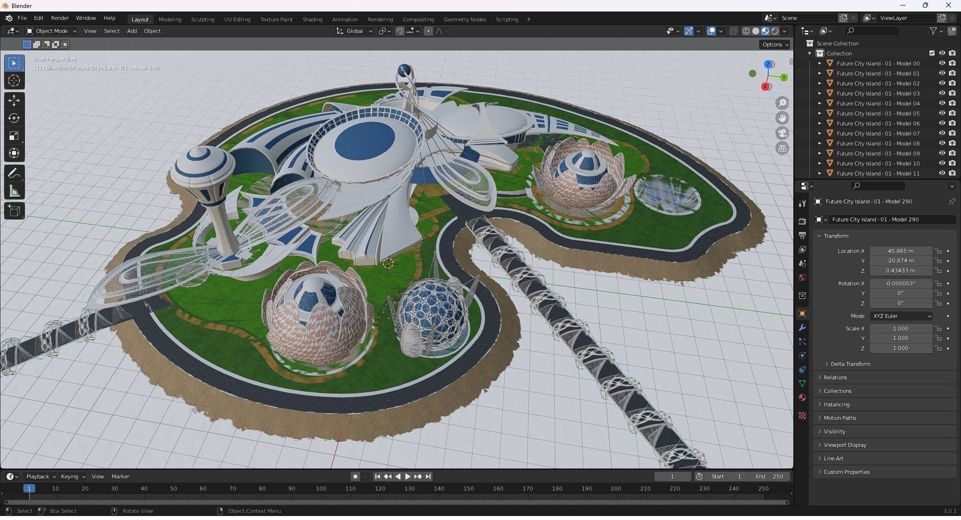 0077 - Future City Island 01 - 2D Drawing - 3D Files 3D model_55