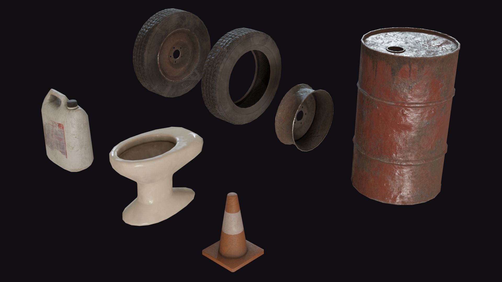 Trash Props Low-poly 3D model_3