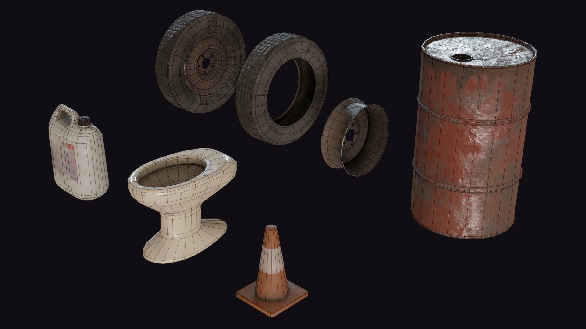 Trash Props Low-poly 3D model_4