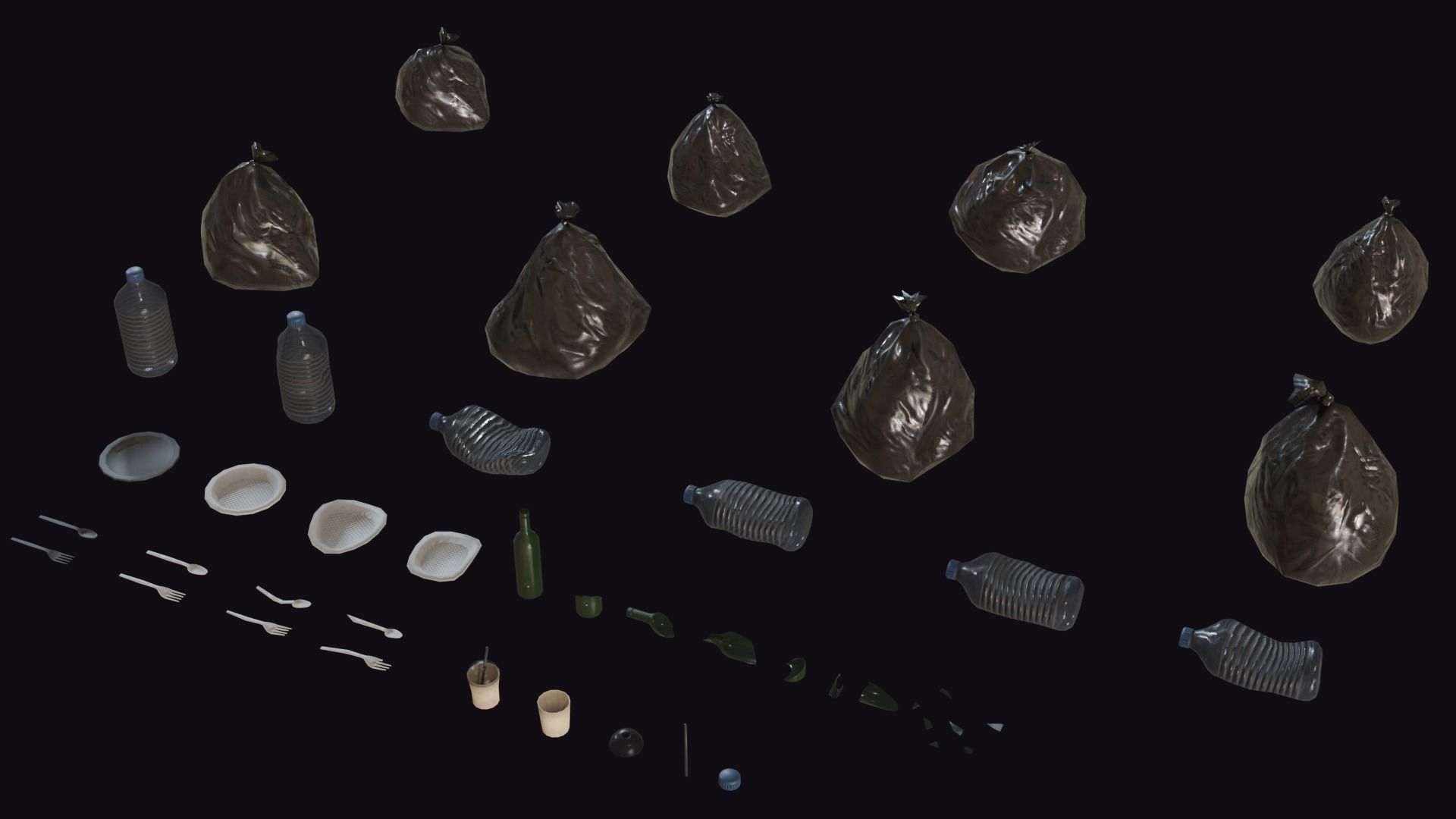 Trash Props Low-poly 3D model_9