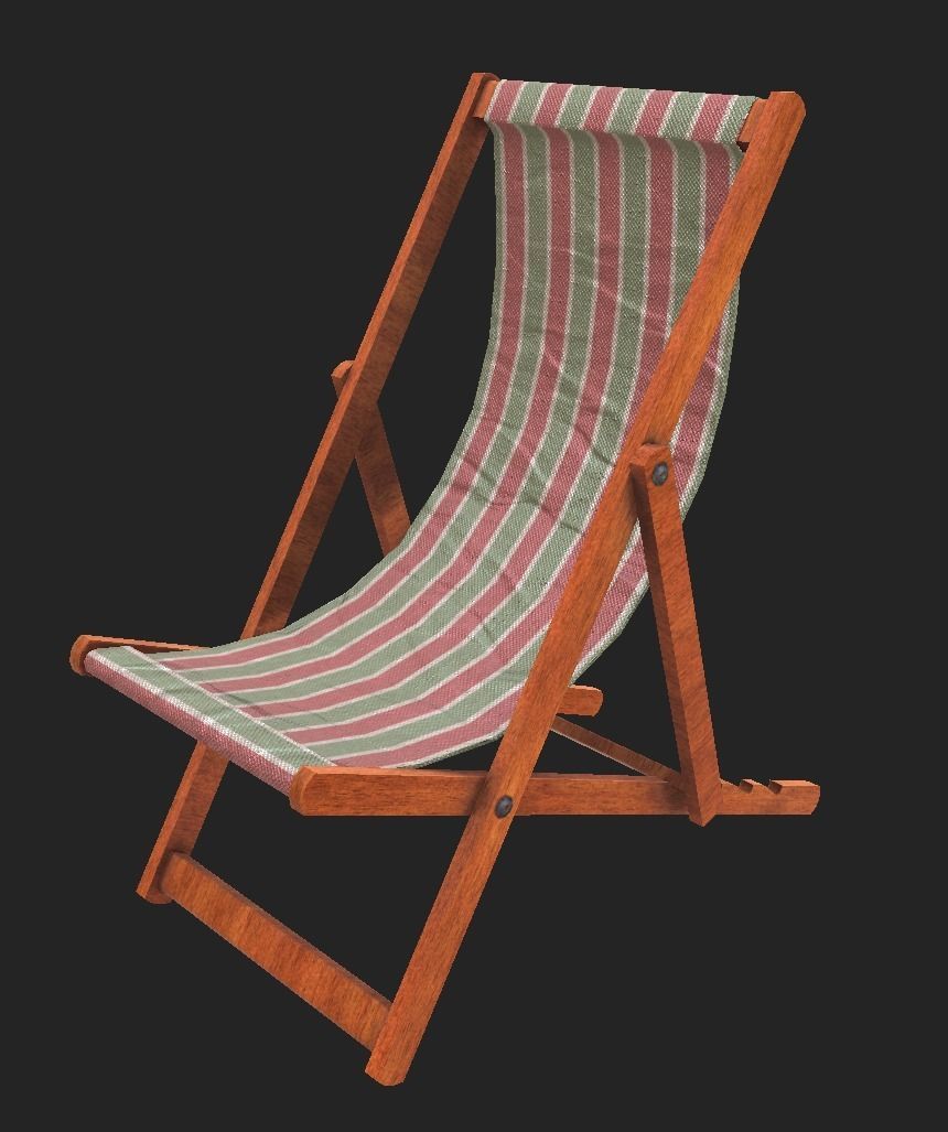 deck chair 3D model Low Poly PBR textures  Free low-poly 3D model_2