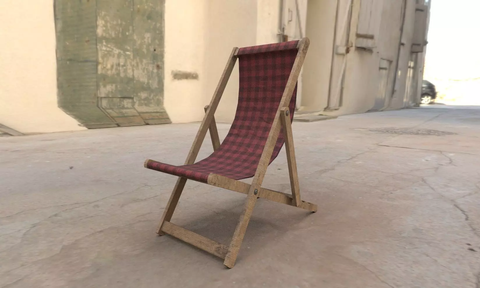 deck chair 3D model Low Poly PBR textures  Free low-poly 3D model_0