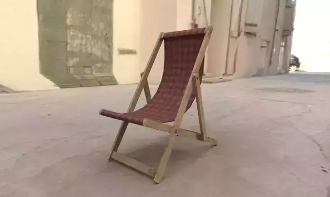 deck chair 3D model Low Poly PBR textures 