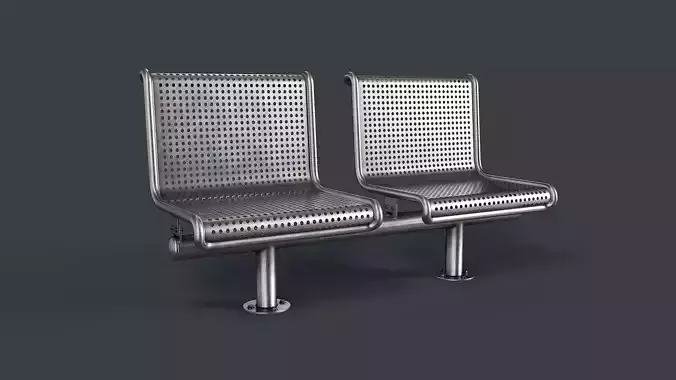 Metal Modern Bench 32 PBR Game Ready Low-poly 3D model