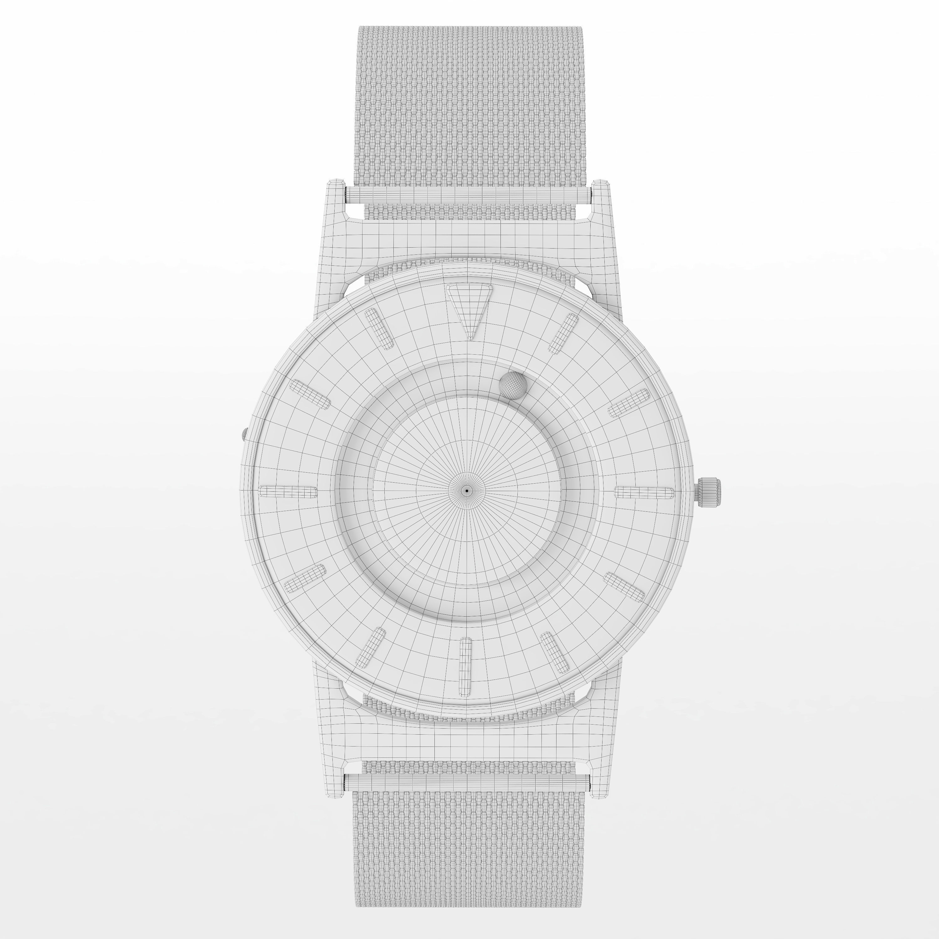 Bradley watch gold silver 3D model_3