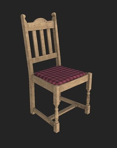 dining chair 3D model Low Poly PBR textures  Low-poly 3D model