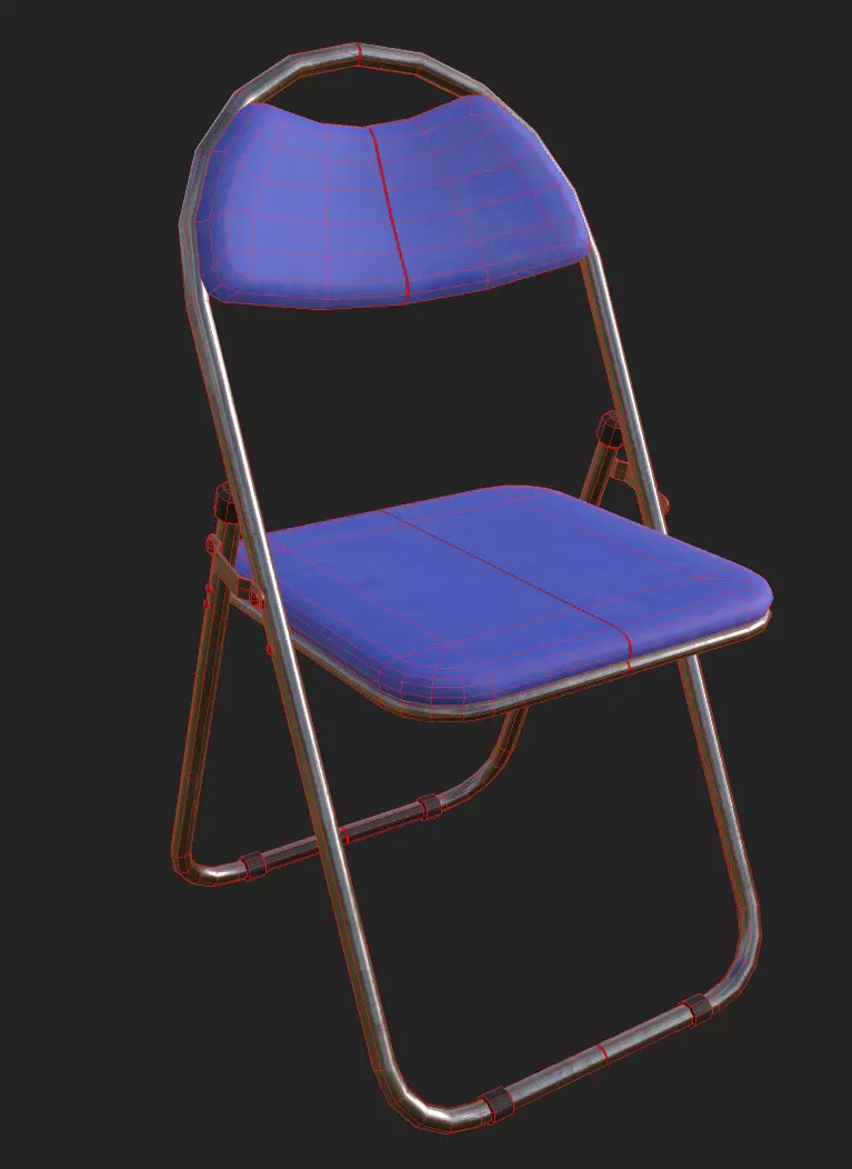 folding chair 3D model Low Poly PBR textures game ready Free low-poly 3D model_0