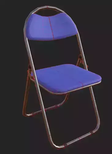 folding chair 3D model Low Poly PBR textures game ready
