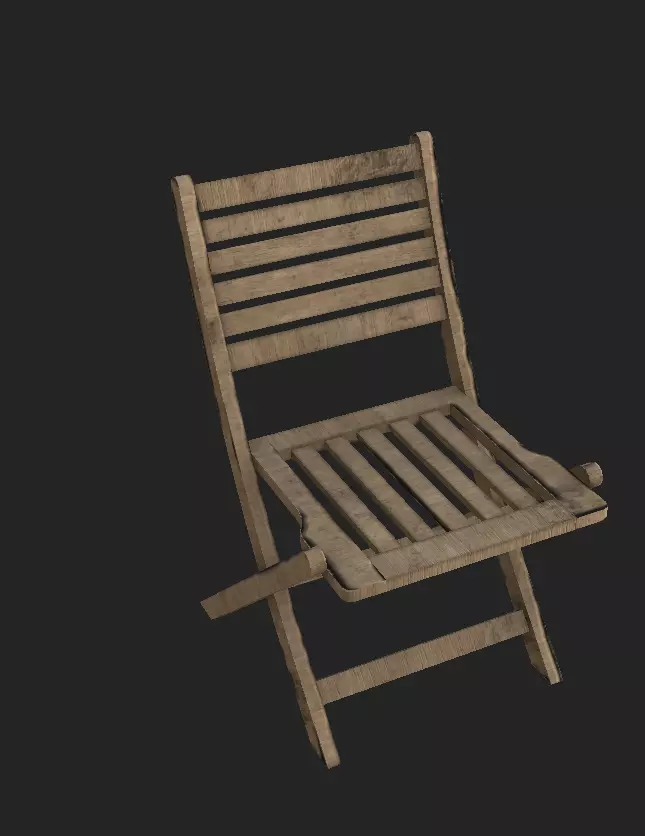 outdor folding chair 3D model Low Poly PBR textures Free low-poly 3D model_0