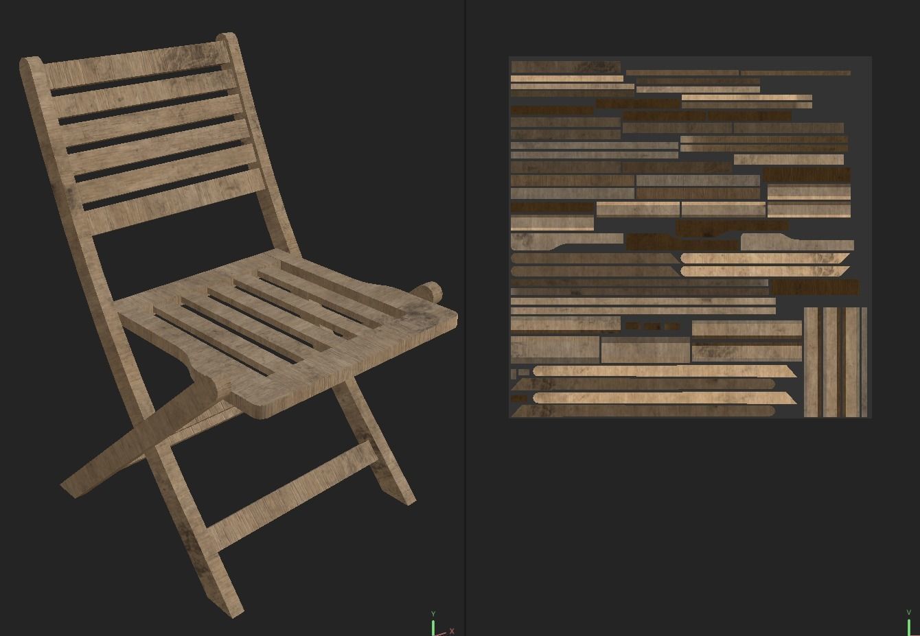 outdor folding chair 3D model Low Poly PBR textures Free low-poly 3D model_2