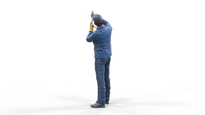 N1 Mechanic Crew working under a car or construction worker 3D print model 5