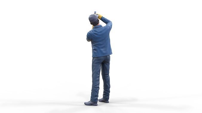 N1 Mechanic Crew working under a car or construction worker 3D print model 7