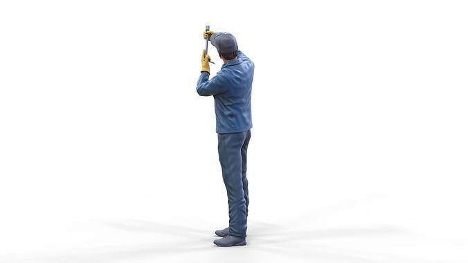 N1 Mechanic Crew working under a car or construction worker 3D print model 4