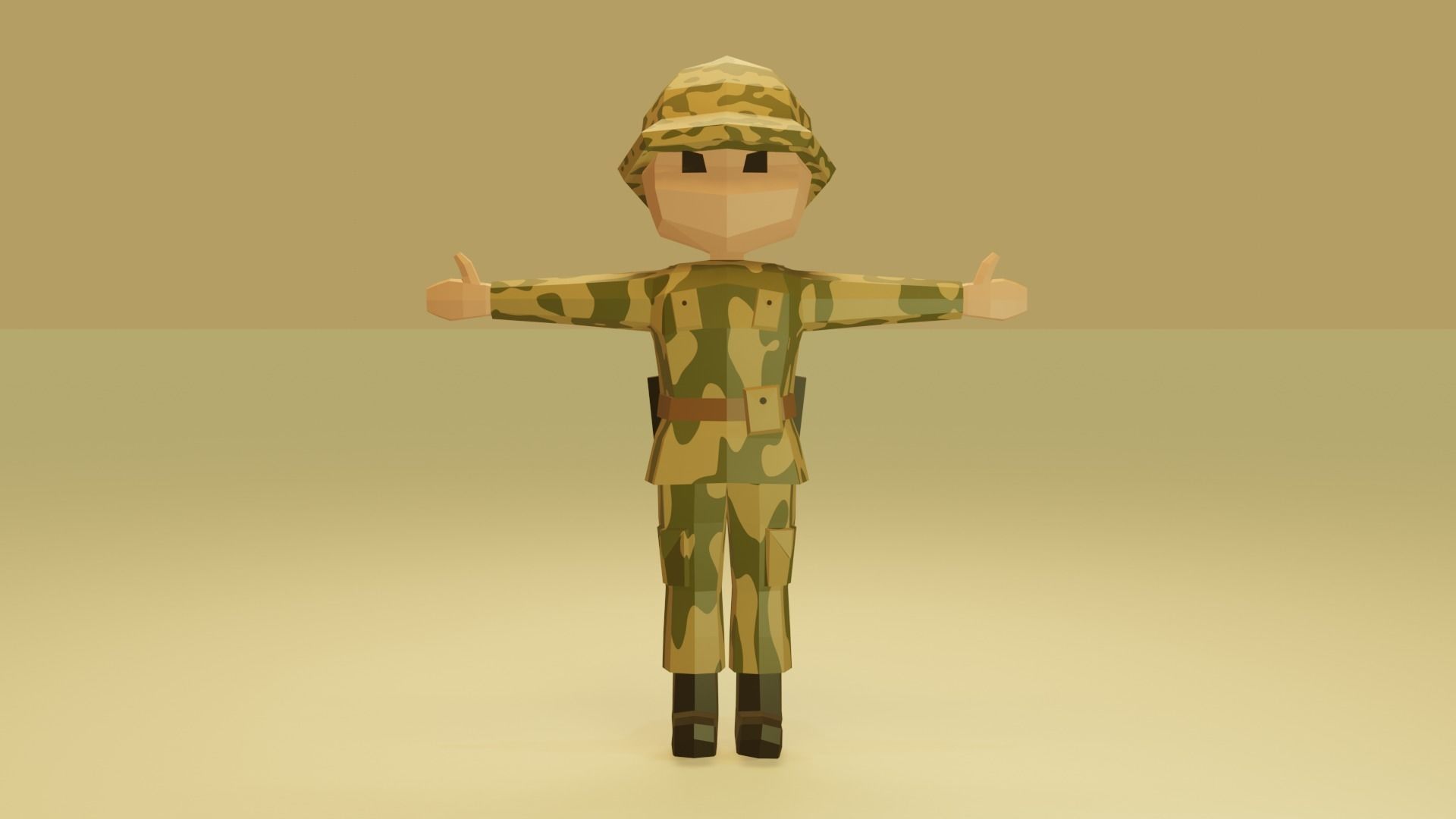Low Poly Soldier in camouflage 3D print model_2
