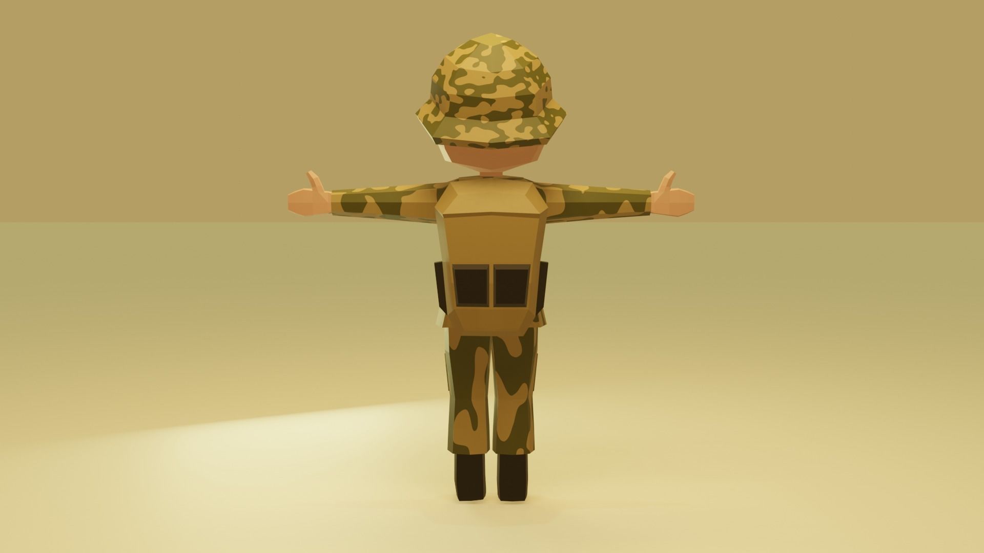 Low Poly Soldier in camouflage 3D print model_5